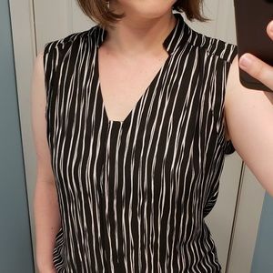 Worthington black and white striped blouse medium
